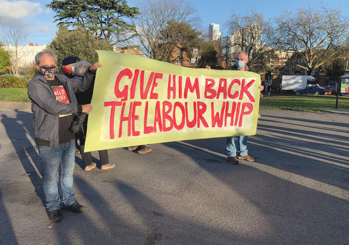 Corbyn protest with banner