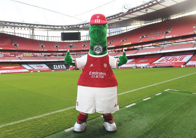 So, what did I miss? Arsenal dino is not extinct after all Gunnersaurus at the Emirates