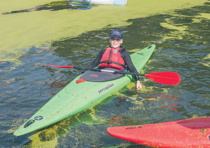 Freddie the fundraiser’s kayak love Freddie Kelly during his 50 widths challenge