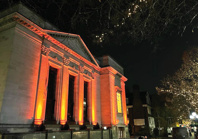 Provide havens for women in danger, retailers are urged Islington Assembly Hall lit in orange to mark UN International Day for the Elimination of Violence against Women