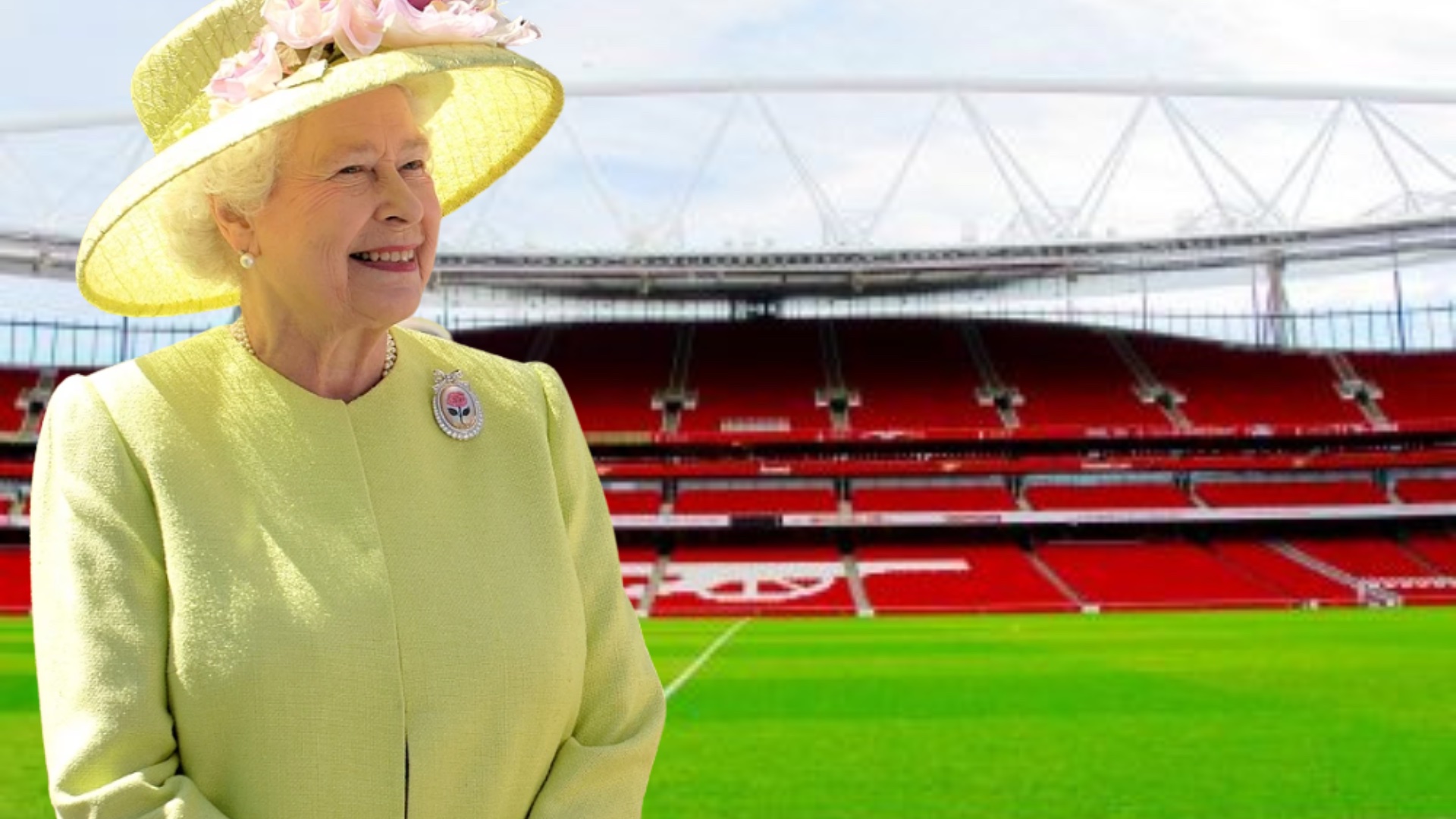 Was the Queen a secret Gooner? Blue White Illustrated Walk Desktop Wallpaper