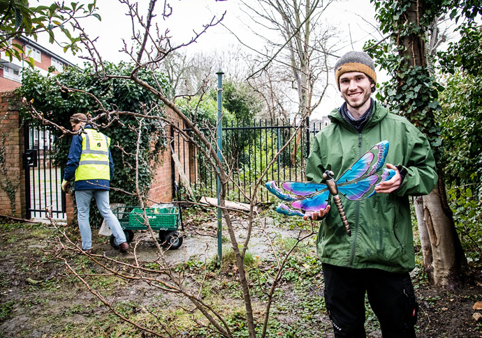 Turn tarmac into parklets Volunteers gardening at Highbury Quadrant in March 2022 to mark the launch of Islington Greener Together