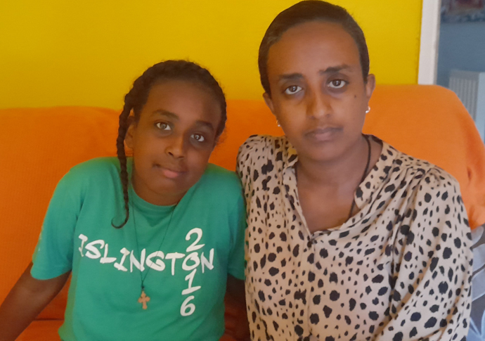 Saron Tewodrose with her mother