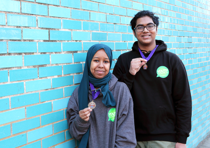 ‘Ecstatic’ young mayor joins new youth councillors Ameera Abdi (L) and Areeb Ahmed (R)