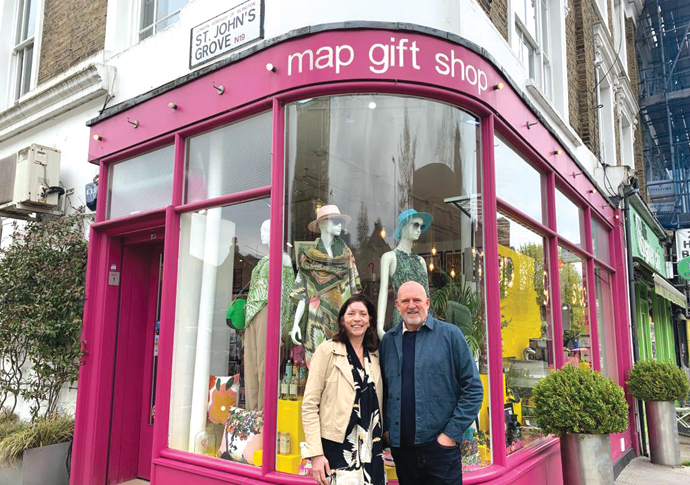 Shop no longer on the map – but online Ian and Kathryn outside the Map shop