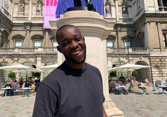 ‘Art should broaden our view of the world’ Motunrayo Akinola outside the RA 2