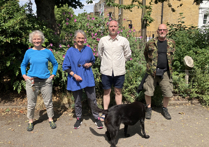 More of the roses, as square volunteers win Green Flag award Lucy Kilborn Dornie Watts Chris Phillips Tony Jeffs
