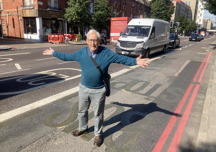 The end of the road for our bus stop? Bus stop Richard Lucraft standing in Holloway Road where the old bus stop used to be