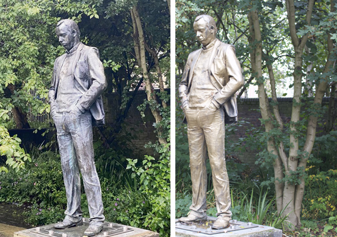 Who is the vandal with Midas touch? Statue