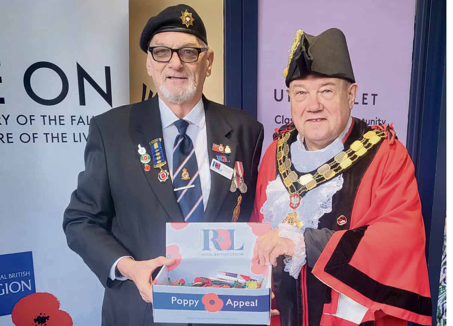 The 2023 Poppy Appeal is on! Mayor Cllr Gary Heather with RBL Appeal Organiser David Dade