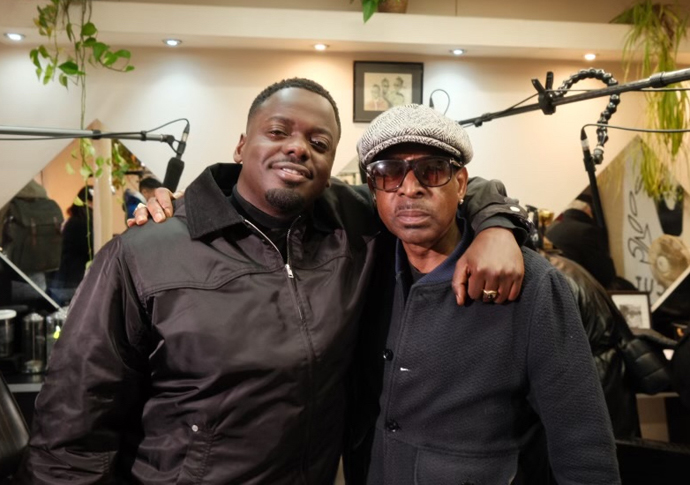 Daniel Kaluuya and Nev Watson inside the shop