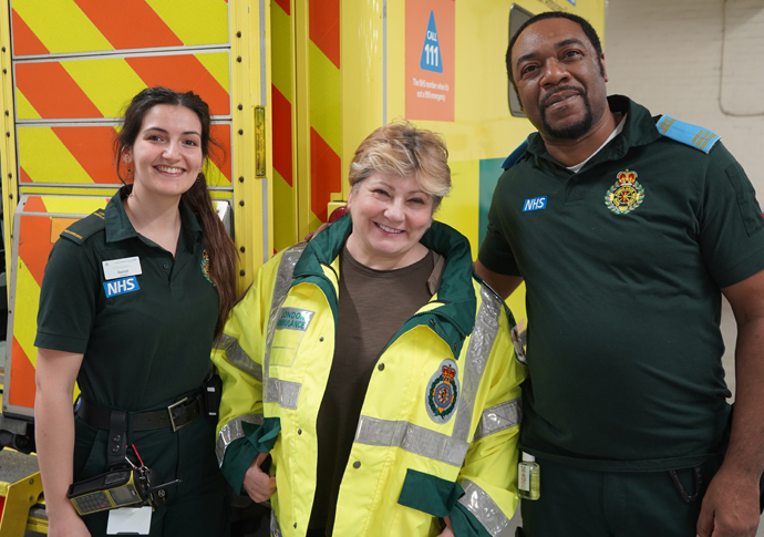 Emily Thornberry with Rachel and Derek of the Islington Ambulance Service