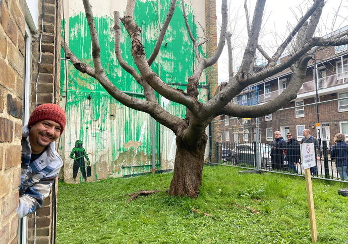 ‘People asked me if I’m Banksy!’ Banksy tree_man in window