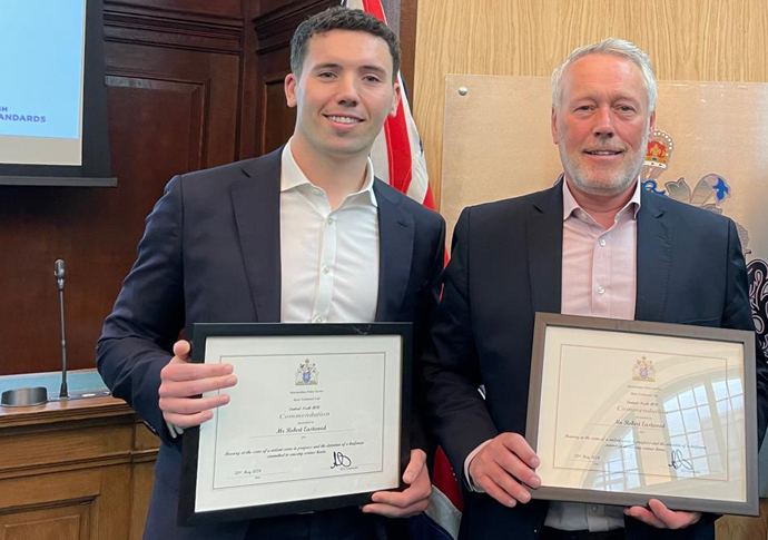 Father and son who tackled man with knife among police commendations Robert Eastwood Junior and Senior WhatsApp Image 2024-05-22 at 18.59.29