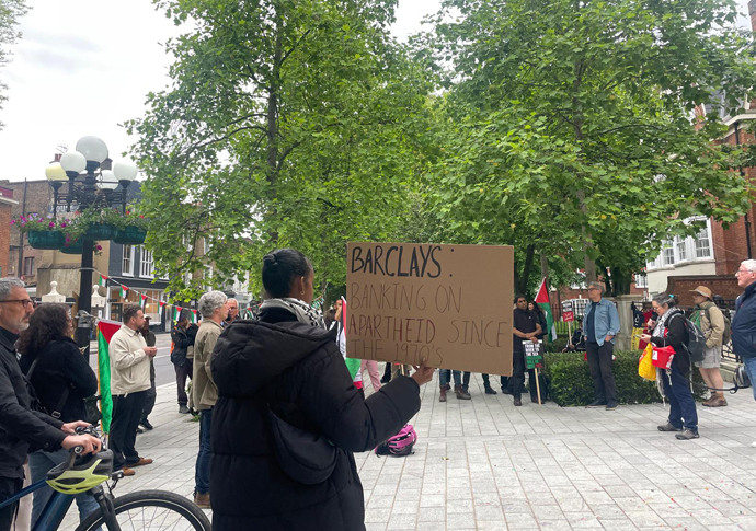 Protesters in call for Barclays boycott barcalys protest1