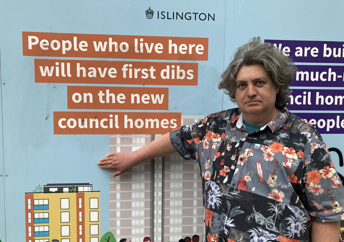 First dibs? Council has betrayed us Bryan Kennedy of DCC TMO by the sign promising residents first dibs on the new homes