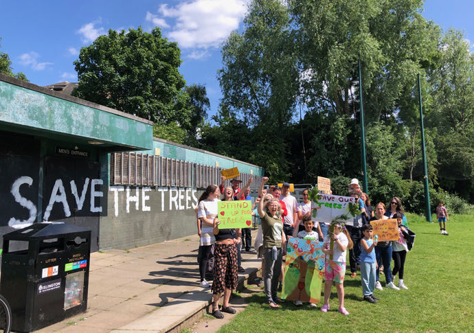 Wray Trees Sunday's protesters