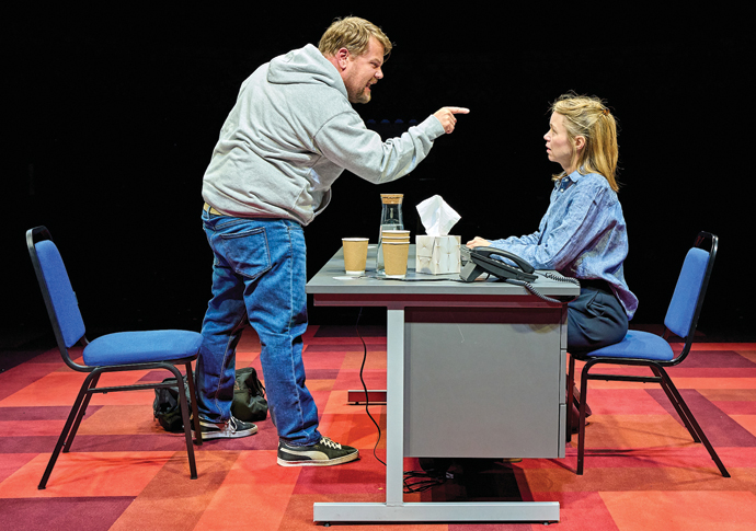 Review: The Constituent, at Old Vic Theatre James Corden and Anna Maxwell Martin in The Constituent credit Manuel Harlan