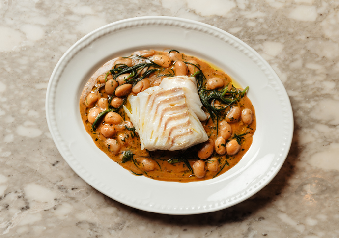 Mortimer House Kitchen is part of a tasteful transformation after Covid Mortimer House Kitchen_Cornish Cod butter bean and agretti stew_credit_ Rebecca Hope