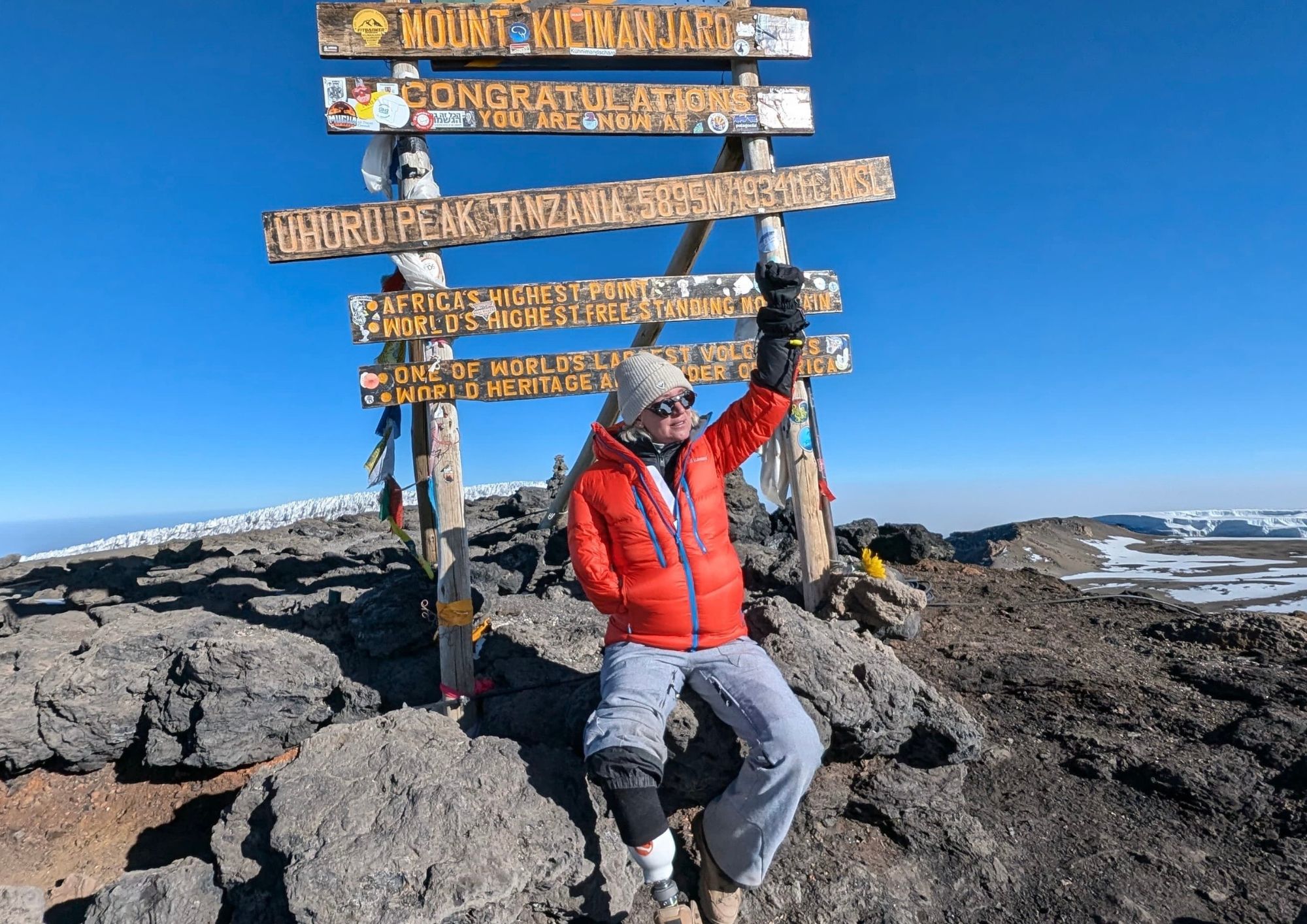 It’s good to be back! Wonder woman crushed by tube returns to top of Mount Kilimanjaro sarah lagarde