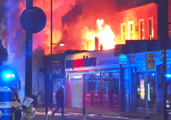 Kebab shop fire: two arrested Fire SS Road