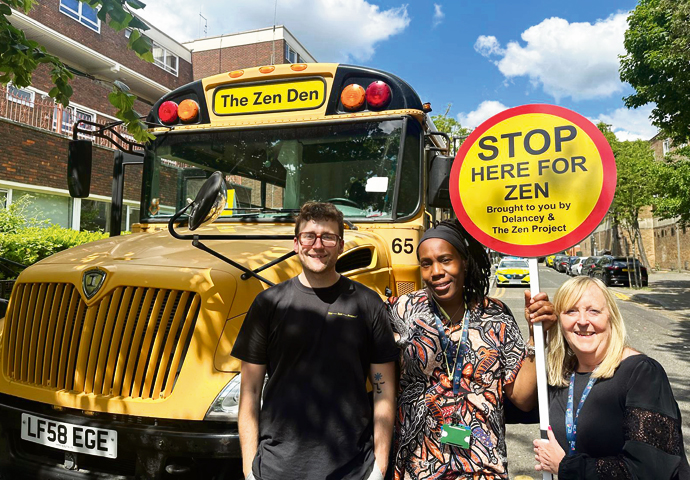 ‘Zen Den’ bus puts the brakes on stress levels michael and bemerton staff