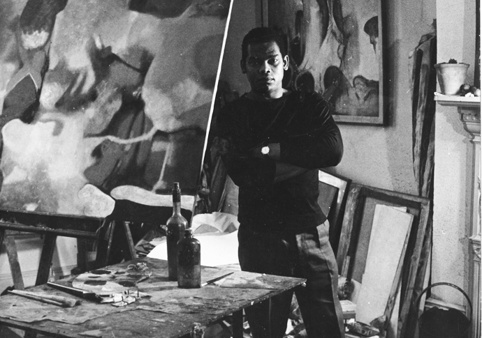 Artist’s feel for colour Aubrey Williams circa 1961 in his studio at Greencroft Gardens
