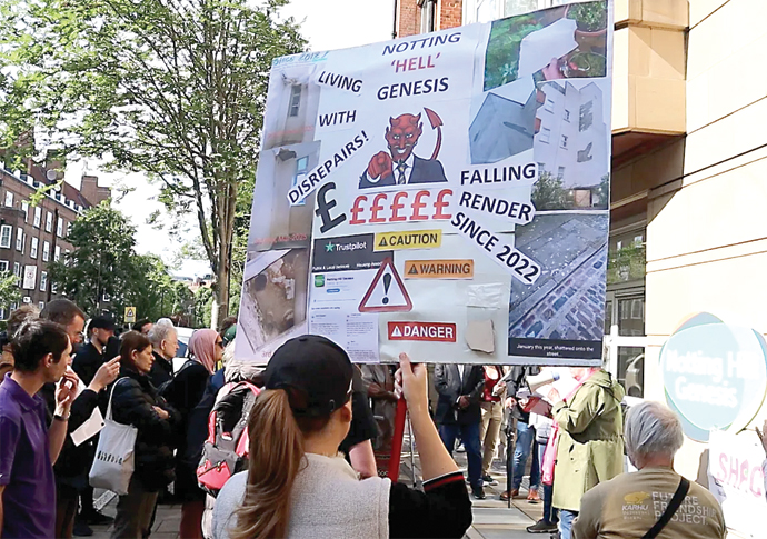 Mould flats protest after baby’s death Protest outside offices of Notting Hill Genesis copy