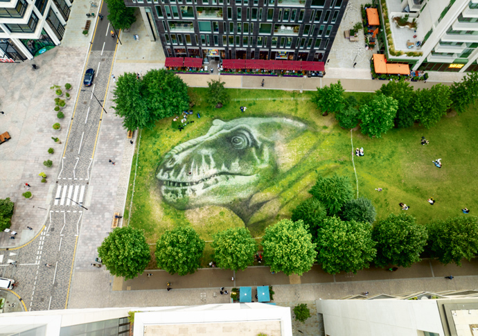 Giant dinosaur installation has the rex factor! David Popa unveils first public London art Lightroom King's Cross(credit David Popa)1