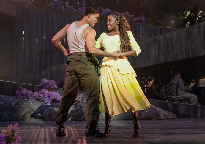 Review: Brigadoon, at Regent’s Park Open-air Theatre Brigadoon. Louis Gaunt (Tommy Albright) & Danielle Fiamanya (Fiona MacLaren). Credit - Mark Senior. DJ5A0130