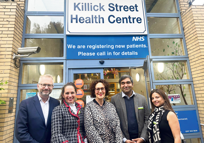 Baroness Gillian Merron and staff at Killick Street Health Centre