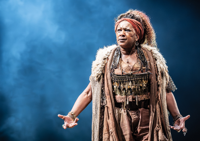 Review: Bacchae, at Olivier, National Theatre Clare Perkins (Vida) in Bacchae at the National Theatre. Photographer Marc Brenner ONE-01143