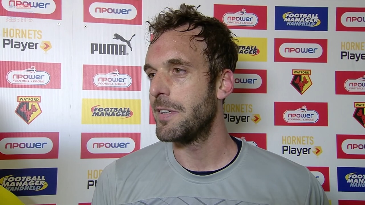 My gloves were soaked! Keeper blames rain for Arsenal’s Champions League final defeat to Barcelona Troy Deeney & Manuel Almunia after Watford's dramatic play-off match against Leicester 1-4 screenshot
