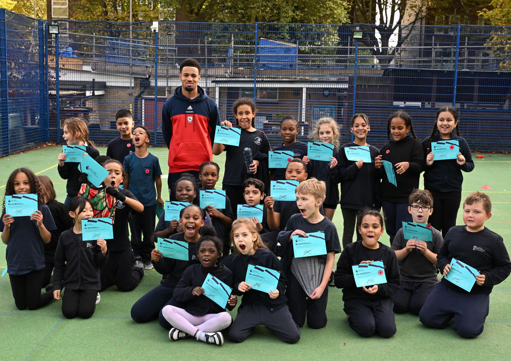 Arsenal star Ethan Nwaneri goes back to his old school CREDIT Arsenal Ethan Nwaneri (1)