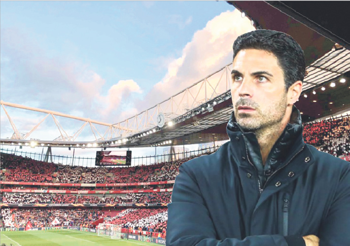 Arsenal stadium and Mikel Arteta