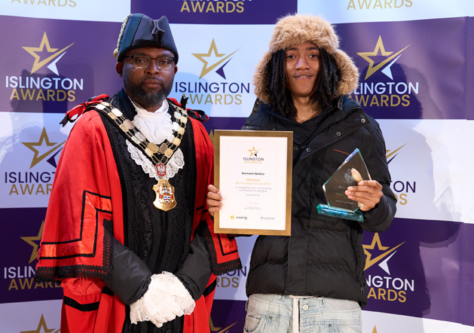 The best of Islington: awards celebrate community champs Ben Kinsella Award winner Romani Notice alongside Mayor of Islington Cllr Jason Jackson