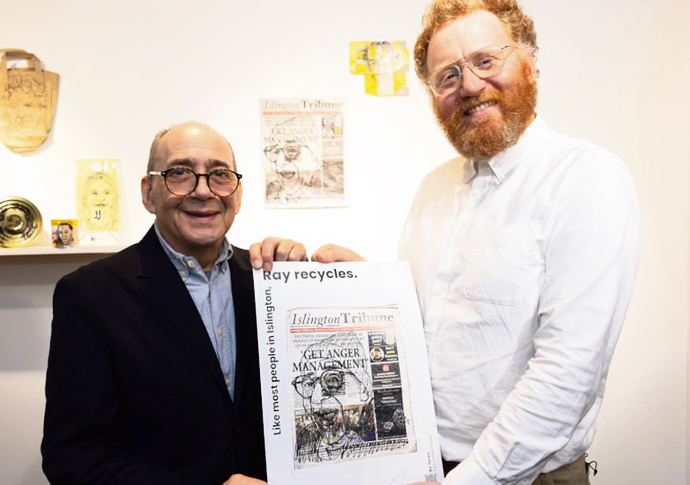 Ray lends his face to recycling campaign Ray Richards (L) + Freddie Yauner (R) holding Trib