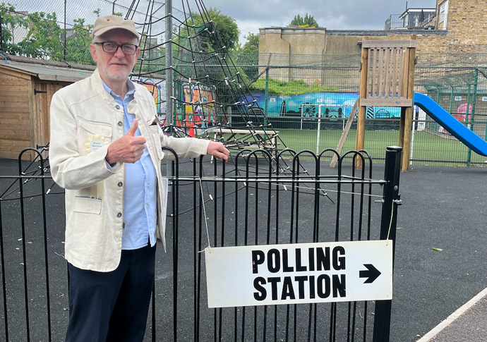 Jeremy Corbyn at polling station