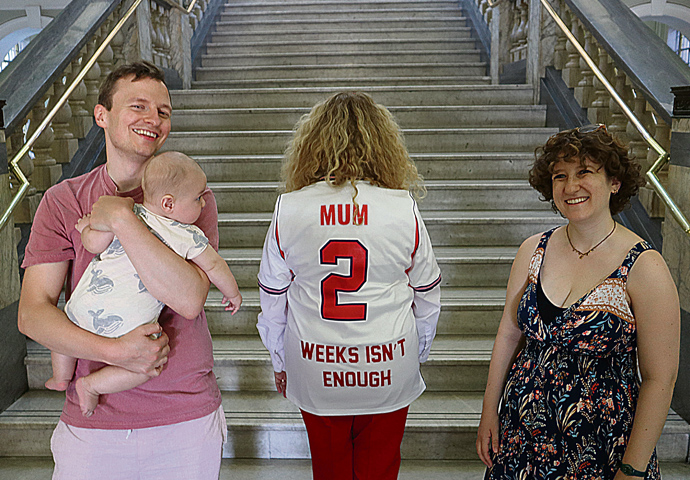 New fathers working for the council to be handed six weeks of paternity leave 01_Ben and Hannah Marcus from the Dad Shift campaign and Una O'Halloran