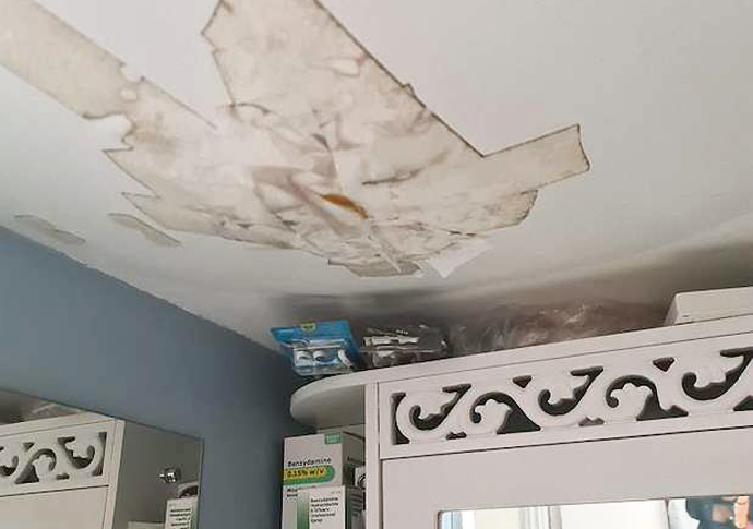 Father and his autistic teenage son are made ‘temporarily homeless’ by leak Ceiling flood